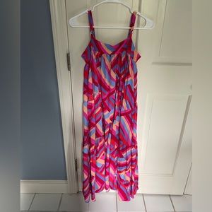 abel the label long adjustable straps colorful dress